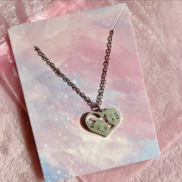 Hello Kitty & Dear Daniel Silver Stainless Steel Heart Pendant Necklace - Picture 2 of 8